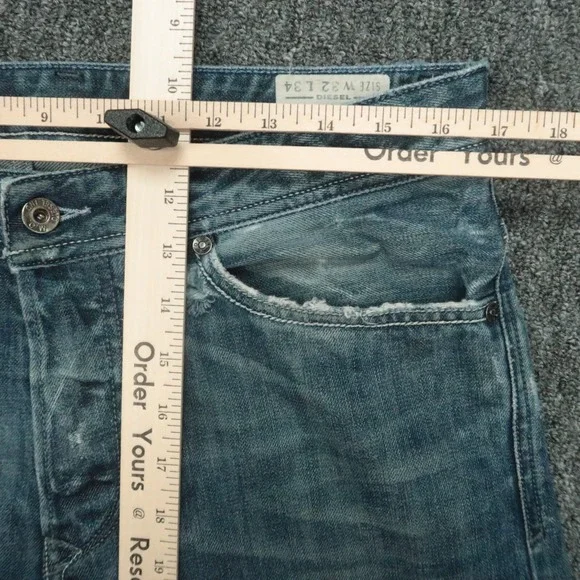 Diesel Jeans Mens 32x34 Blue Viker Straight 5 Pocket Faded Distressed